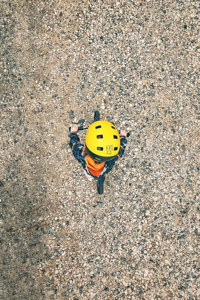 Yellow helmet from bird-eye view